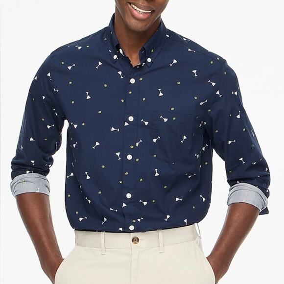 J. Crew Classic Untucked Flex Washed Button Down Shirt Martini Olives Size XL - Picture 1 of 7